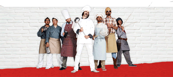 The chefs: Mr Sweet, Mr Sour, Mr Halloumi, The Mozz, Mr Basmati, Mr T-Bone, Mr Sashimi